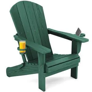 Adirondack Chair with Cup Holders - Composite Adirondack Chairs HDPE Outdoor Chairs All Weather Use- Green Adirondack Chair with Cup Holders - Composite Adirondack Chairs HDPE Outdoor Chairs All Weather Use- Green
