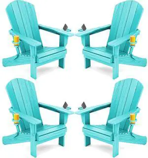 Adirondack Chair with Cup Holders - Composite Adirondack Chairs Set of 4 HDPE Outdoor Chairs All Weather Use- Aruba Adirondack Chair with Cup Holders - Composite Adirondack Chairs Set of 4 HDPE Outdoor Chairs All Weather Use- Aruba