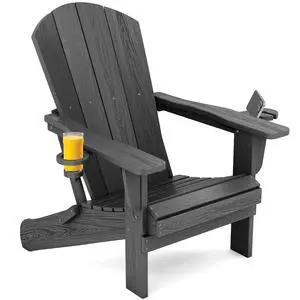 Foldable Adirondack Chair, HDPE Adirondack Chair with Wood-Texture-Gray Foldable Adirondack Chair, HDPE Adirondack Chair with Wood-Texture-Gray