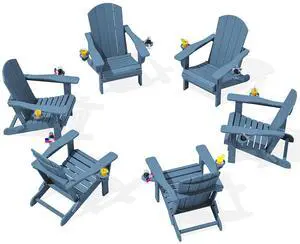 Folding Adirondack Chair, HDPE Adirondack Chairs Set of 6, Plastic Outdoor Chairs- Looks Exactly Like Real Wood- Navy Folding Adirondack Chair, HDPE Adirondack Chairs Set of 6, Plastic Outdoor Chairs- Looks Exactly Like Real Wood- Navy