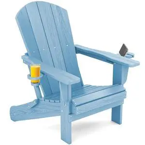 Adirondack Chair with Cup Holders - Composite Adirondack Chairs HDPE Outdoor Chairs All Weather Use- Light Blue Adirondack Chair with Cup Holders - Composite Adirondack Chairs HDPE Outdoor Chairs All Weather Use- Light Blue