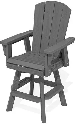 HDPE Swivel Adirondack Bar Chair, Swivel Balcony Adirondack Chair, Outdoor Bar Height Barstools for Bistro, Poolside, Garden, Grey HDPE Swivel Adirondack Bar Chair, Swivel Balcony Adirondack Chair, Outdoor Bar Height Barstools for Bistro, Poolside, Garden, Grey