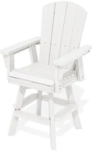 HDPE Swivel Adirondack Bar Chair, Swivel Balcony Adirondack Chair, Outdoor Bar Height Barstools for Bistro, Poolside, Garden, White HDPE Swivel Adirondack Bar Chair, Swivel Balcony Adirondack Chair, Outdoor Bar Height Barstools for Bistro, Poolside, Garden, White