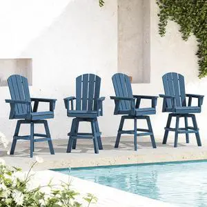 Swivel Adirondack Bar Chairs Set of 4, Blue Swivel Adirondack Bar Chairs Set of 4, Blue