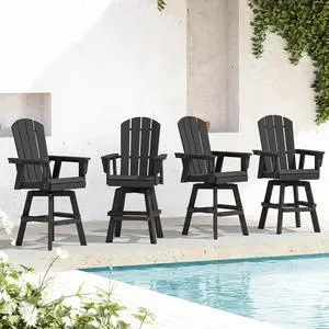 Swivel Adirondack Bar Chairs Set of 4, Black Swivel Adirondack Bar Chairs Set of 4, Black