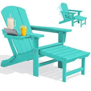 Folding Adjustable Adirondack Chair with Footrest, HDPE Outdoor Chair with 4-in-1 Cup Holders, All Weather Adirondack Chair with Ottoman, Aruba Folding Adjustable Adirondack Chair with Footrest, HDPE Outdoor Chair with 4-in-1 Cup Holders, All Weather Adirondack Chair with Ottoman, Aruba