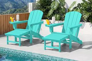 Folding Adjustable Adirondack Chairs with Footrest Set of 2, HDPE Outdoor Chair with 4-in-1 Cup Holders, All Weather Adirondack Chair with Ottoman, Aruba Folding Adjustable Adirondack Chairs with Footrest Set of 2, HDPE Outdoor Chair with 4-in-1 Cup Holders, All Weather Adirondack Chair with Ottoman, Aruba