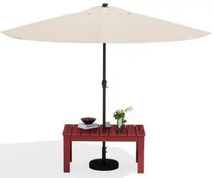 Outdoor Coffee Table with 9FT Umbrella, HDPE Patio Coffee Table for Outside, Rectangle, Red(Not Include Umbrella Base) Outdoor Coffee Table with 9FT Umbrella, HDPE Patio Coffee Table for Outside, Rectangle, Red(Not Include Umbrella Base)