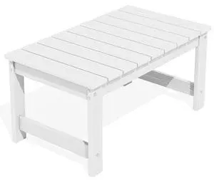 Outdoor Coffee Table with 1.69" Umbrella Hole, HDPE Patio Coffee Table for Outside, Rectangle, White Outdoor Coffee Table with 1.69" Umbrella Hole, HDPE Patio Coffee Table for Outside, Rectangle, White