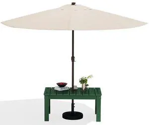 Outdoor Coffee Table with 9FT Umbrella, HDPE Patio Coffee Table for Outside, Rectangle, Green(Not Include Umbrella Base) Outdoor Coffee Table with 9FT Umbrella, HDPE Patio Coffee Table for Outside, Rectangle, Green(Not Include Umbrella Base)