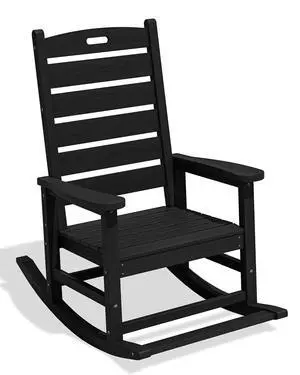 Oversized Outdoor Rocking Chair, HDPE Patio Rocking Chair with Footboard for Adults, All Weather Porch Rocker for Deck Patio Balcony, Black Oversized Outdoor Rocking Chair, HDPE Patio Rocking Chair with Footboard for Adults, All Weather Porch Rocker for Deck Patio Balcony, Black