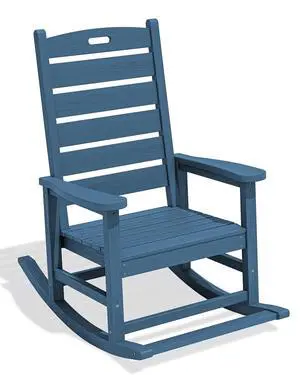 Oversized Outdoor Rocking Chair, HDPE Patio Rocking Chair with Footrest for Adults, All Weather Porch Rocker for Deck Patio Balcony, Navy Oversized Outdoor Rocking Chair, HDPE Patio Rocking Chair with Footrest for Adults, All Weather Porch Rocker for Deck Patio Balcony, Navy