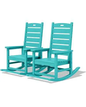 Outdoor Rocking Chair Set of 2, Oversized HDPE Patio Rocking Chair with Footrest for Adults, All Weather Porch Rocker for Deck Patio Balcony, Aruba Outdoor Rocking Chair Set of 2, Oversized HDPE Patio Rocking Chair with Footrest for Adults, All Weather Porch Rocker for Deck Patio Balcony, Aruba