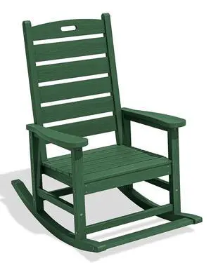 Outdoor Rocking Chair, Oversized Rocking Chair with Footrest for Adults, HDPE All Weather Resistant Rocking Chairs for Patio, 350lbs Weight Capacity, Green Outdoor Rocking Chair, Oversized Rocking Chair with Footrest for Adults, HDPE All Weather Resistant Rocking Chairs for Patio, 350lbs Weight Capacity, Green