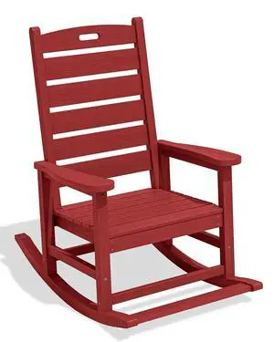 Outdoor Rocking Chair, Oversized Rocking Chair with Footrest for Adults, HDPE All Weather Resistant Rocking Chairs for Patio, 350lbs Weight Capacity, Red Outdoor Rocking Chair, Oversized Rocking Chair with Footrest for Adults, HDPE All Weather Resistant Rocking Chairs for Patio, 350lbs Weight Capacity, Red