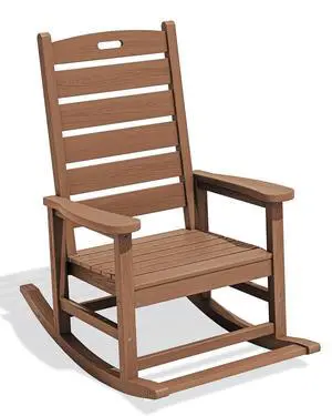 Outdoor Rocking Chair, Oversized Rocking Chair with Footrest for Adults, HDPE All Weather Resistant Rocking Chairs for Patio, 350lbs Weight Capacity, Brown Outdoor Rocking Chair, Oversized Rocking Chair with Footrest for Adults, HDPE All Weather Resistant Rocking Chairs for Patio, 350lbs Weight Capacity, Brown