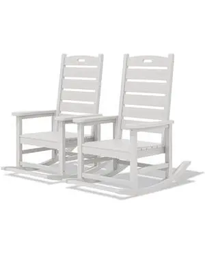 Outdoor Rocking Chair Set of 2, Oversized Rocking Chair with Footboard for Adults, HDPE All Weather Resistant Rocking Chairs for Patio, 350lbs Weight Capacity, White Outdoor Rocking Chair Set of 2, Oversized Rocking Chair with Footboard for Adults, HDPE All Weather Resistant Rocking Chairs for Patio, 350lbs Weight Capacity, White