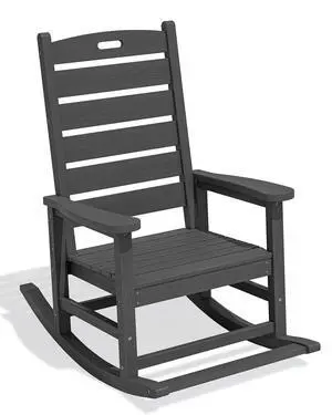 Outdoor Rocking Chair, Oversized Rocking Chair with Footrest for Adults, HDPE All Weather Resistant Rocking Chairs for Patio, 350lbs Weight Capacity, Gray Outdoor Rocking Chair, Oversized Rocking Chair with Footrest for Adults, HDPE All Weather Resistant Rocking Chairs for Patio, 350lbs Weight Capacity, Gray