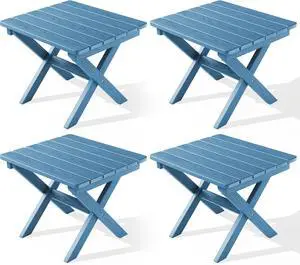 Folding Outdoor Side Table Set of 4, Small Adirondack Side Table, Navy Folding Outdoor Side Table Set of 4, Small Adirondack Side Table, Navy