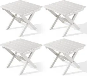 Folding Outdoor Side Table Set of 4, Small Adirondack Side Table, White Folding Outdoor Side Table Set of 4, Small Adirondack Side Table, White