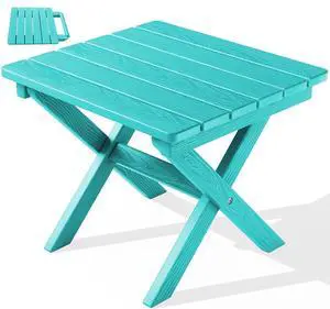 Adirondack Side Table, No Assembly Outdoor End Table, HDPE Small Folding Table for Backyard Pool Porch, Aruba Adirondack Side Table, No Assembly Outdoor End Table, HDPE Small Folding Table for Backyard Pool Porch, Aruba