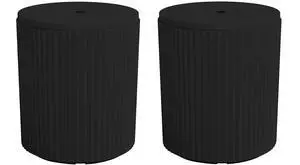 Round Outdoor Umbrella Side Table Set of 2 - Outdoor Patio Table with Umbrella Hole for Porch/Patio/Poolside, Black Round Outdoor Umbrella Side Table Set of 2 - Outdoor Patio Table with Umbrella Hole for Porch/Patio/Poolside, Black