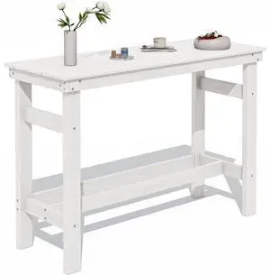 41" Outdoor Bar Table with 1.6" Umbrella Hole, HDPE Patio Bar Counter Height Table, All-Weather Rectangle Bar Table for Backyard, Garden, Poolside, Balcony - White 41" Outdoor Bar Table with 1.6" Umbrella Hole, HDPE Patio Bar Counter Height Table, All-Weather Rectangle Bar Table for Backyard, Garden, Poolside, Balcony - White