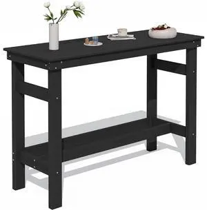 41" Outdoor Bar Table with 1.6" Umbrella Hole, HDPE Patio Bar Counter Height Table, All-Weather Rectangle Bar Table for Backyard, Garden, Poolside, Balcony - Black 41" Outdoor Bar Table with 1.6" Umbrella Hole, HDPE Patio Bar Counter Height Table, All-Weather Rectangle Bar Table for Backyard, Garden, Poolside, Balcony - Black