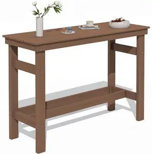 41" Outdoor Bar Table, All Weather HDPE Patio Bar Counter Height Table, Rectangle Patio Bar Table for Outside, Garden, Backyard, Balcony, Poolside, Brown 41" Outdoor Bar Table, All Weather HDPE Patio Bar Counter Height Table, Rectangle Patio Bar Table for Outside, Garden, Backyard, Balcony, Poolside, Brown
