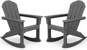 Outdoor Adirondack Rocking Chairs Set of 2, All-Weather HDPE Adirondack Rocker Chair, Front Porch Rocker Chairs for Patio Lawn Porch Deck, Grey Outdoor Adirondack Rocking Chairs Set of 2, All-Weather HDPE Adirondack Rocker Chair, Front Porch Rocker Chairs for Patio Lawn Porch Deck, Grey