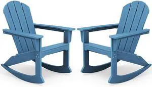 Outdoor Adirondack Rocking Chairs Set of 2, All-Weather HDPE Adirondack Rocker Chair, Front Porch Rocker Chairs for Patio Lawn Porch Deck, Navy Outdoor Adirondack Rocking Chairs Set of 2, All-Weather HDPE Adirondack Rocker Chair, Front Porch Rocker Chairs for Patio Lawn Porch Deck, Navy