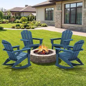 Outdoor Adirondack Rocking Chairs Set of 4, All-Weather HDPE Rocker Chair for Front Porch, Patio, Lawn, Deck, Navy Outdoor Adirondack Rocking Chairs Set of 4, All-Weather HDPE Rocker Chair for Front Porch, Patio, Lawn, Deck, Navy