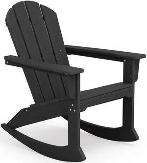 Outdoor Adirondack Rocking Chair, All-Weather HDPE Porch Rocker Chair, Patio Adirondack Rocker Chair for Lawn Porch Deck, Black Outdoor Adirondack Rocking Chair, All-Weather HDPE Porch Rocker Chair, Patio Adirondack Rocker Chair for Lawn Porch Deck, Black