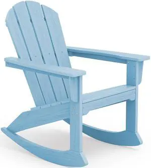 Outdoor Adirondack Rocking Chair, All-Weather HDPE Adirondack Rocker Chair, Front Porch Rocker Chairs for Patio Lawn Porch Deck, Light Blue Outdoor Adirondack Rocking Chair, All-Weather HDPE Adirondack Rocker Chair, Front Porch Rocker Chairs for Patio Lawn Porch Deck, Light Blue
