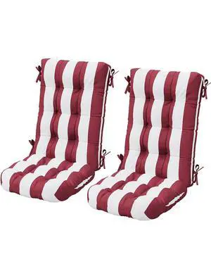 HDPE Outdoor Rocking Chair Cushion Set of 2, Memory Foam Cushion Red White HDPE Outdoor Rocking Chair Cushion Set of 2, Memory Foam Cushion Red White