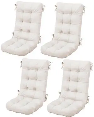 HDPE Outdoor Rocking Chair Cushion Set of 4, Memory Foam Cushion Beige HDPE Outdoor Rocking Chair Cushion Set of 4, Memory Foam Cushion Beige