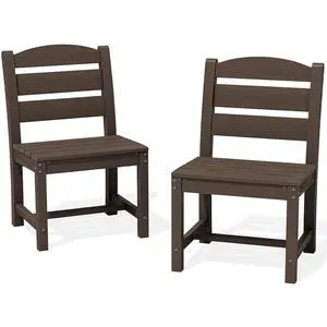 Patio Dining Chair, All Weather Dining Chair Set of 2, Outdoor Dining Chair with Widened Seat, Coffee Patio Dining Chair, All Weather Dining Chair Set of 2, Outdoor Dining Chair with Widened Seat, Coffee