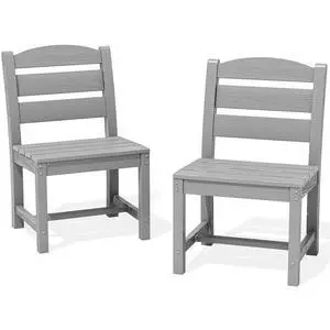 Outdoor Dining Chair Set of 2, All Weather Dining Chair Set of 2, Outdoor Dining Chair with Widened Seat, Sliver Gray Outdoor Dining Chair Set of 2, All Weather Dining Chair Set of 2, Outdoor Dining Chair with Widened Seat, Sliver Gray
