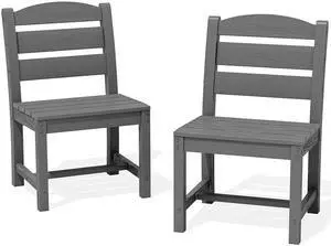 Patio Dining Chair, All Weather Dining Chair Set of 2, Outdoor Dining Chair with Widened Seat, Gray Patio Dining Chair, All Weather Dining Chair Set of 2, Outdoor Dining Chair with Widened Seat, Gray