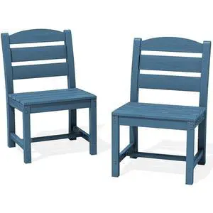 Patio Dining Chair, All Weather Dining Chair Set of 2, Outdoor Dining Chair with Widened Seat, Blue Patio Dining Chair, All Weather Dining Chair Set of 2, Outdoor Dining Chair with Widened Seat, Blue
