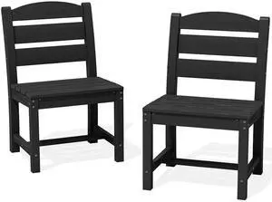 Patio Dining Chair, All Weather Dining Chair Set of 2, Outdoor Dining Chair with Widened Seat, Black Patio Dining Chair, All Weather Dining Chair Set of 2, Outdoor Dining Chair with Widened Seat, Black