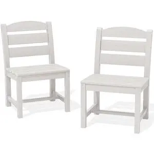 Patio Dining Chair, All Weather Dining Chair Set of 2, Outdoor Dining Chair with Widened Seat, White Patio Dining Chair, All Weather Dining Chair Set of 2, Outdoor Dining Chair with Widened Seat, White