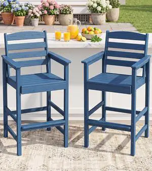 Tall Adirondack Chairs Set of 2, Balcony Adirondack Chairs Set, Outdoor Bar Height Widened Chair Set for Bistro, Poolside, Garden, Blue Tall Adirondack Chairs Set of 2, Balcony Adirondack Chairs Set, Outdoor Bar Height Widened Chair Set for Bistro, Poolside, Garden, Blue