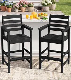 Tall Adirondack Chairs Set of 2, Balcony Adirondack Chairs Set, Outdoor Bar Height Widened Chair Set for Bistro, Poolside, Garden, Black Tall Adirondack Chairs Set of 2, Balcony Adirondack Chairs Set, Outdoor Bar Height Widened Chair Set for Bistro, Poolside, Garden, Black