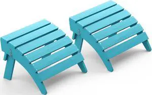 Folding Adirondack Chair Footrest Set of 2, Adirondack Ottomans Footstools Without Assembly, Light Blue Folding Adirondack Chair Footrest Set of 2, Adirondack Ottomans Footstools Without Assembly, Light Blue