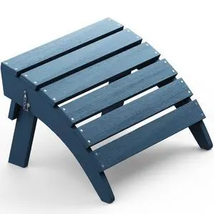 Folding Adirondack Footrest Without Assembly, All Weather Use Adirondack Footstool, Blue Folding Adirondack Footrest Without Assembly, All Weather Use Adirondack Footstool, Blue