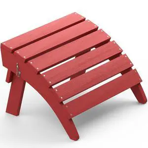 Folding Adirondack Footrest, All Weather Adirondack Ottoman Without Assembly, Red Folding Adirondack Footrest, All Weather Adirondack Ottoman Without Assembly, Red
