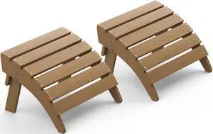 Folding Adirondack Ottoman Set of 2, Adirondack Footrest Without Assembly for Adirondack Chair, Brown Folding Adirondack Ottoman Set of 2, Adirondack Footrest Without Assembly for Adirondack Chair, Brown