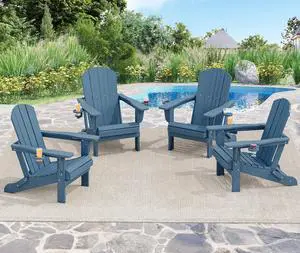 Folding Adirondack Chairs, HDPE Adirondack Chairs Set of 4, Plastic Outdoor Chairs,Blue Folding Adirondack Chairs, HDPE Adirondack Chairs Set of 4, Plastic Outdoor Chairs,Blue