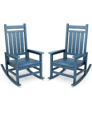 Outdoor Rocking Chair Set of 2,Patio Rocking Chairs for Adult, All Weather Resistant Porch Rockers for Lawn Garden, Blue Outdoor Rocking Chair Set of 2,Patio Rocking Chairs for Adult, All Weather Resistant Porch Rockers for Lawn Garden, Blue